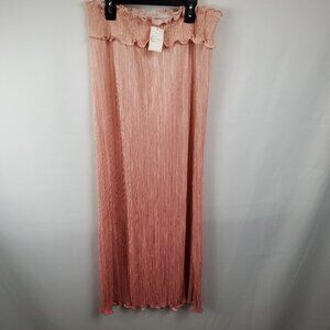Beautiful Cato Womens Sz Medium Pink/Peach Ombre Pleated Textured Maxi Skirt NWT